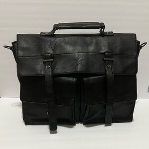 Steve Azar Black musician/laptop briefcase bag Leather NWT